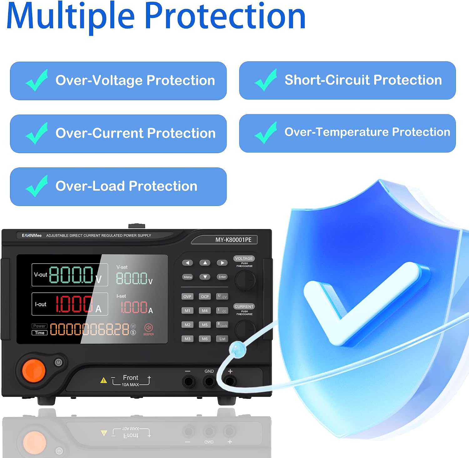 800W DC Power Supply,High Voltage Variable, 800V 1A Adjustable Switching Regulated DC Bench Power Supply with Precision Encoder Knob,PC Software Control,Precision 4-Digits Display