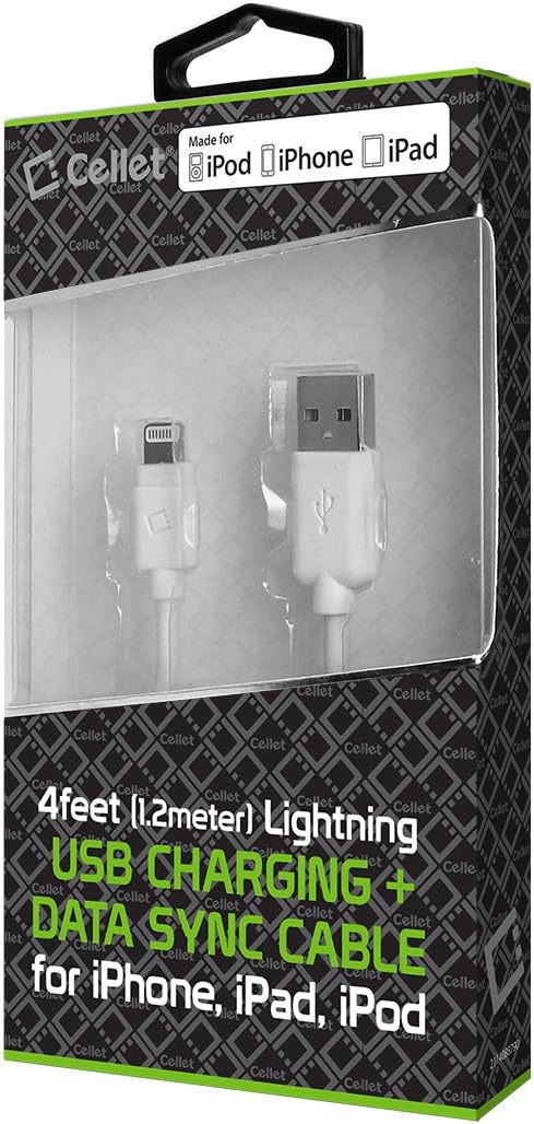 🔥 Flаѕh Sаlе Cellet Lightning Cable, iPhone Charger Cord (Apple MFI Certified) Compatible for iPhone 13 Pro Max Mini 12 Pro Max 11 Xr, Xs X, SE, 8 7 6S 6 5 and All iPads AirPods, White (4-Feet)