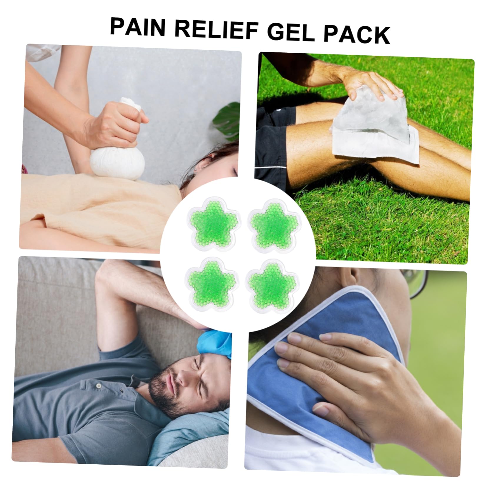 Ice Pack Gel Verde 4 Pezzi in Pvc per Primo Soccorso | Riutilizzabile e Lavabile, Impacco Caldo-freddo Funzione Scaldamani, Formato Compatto