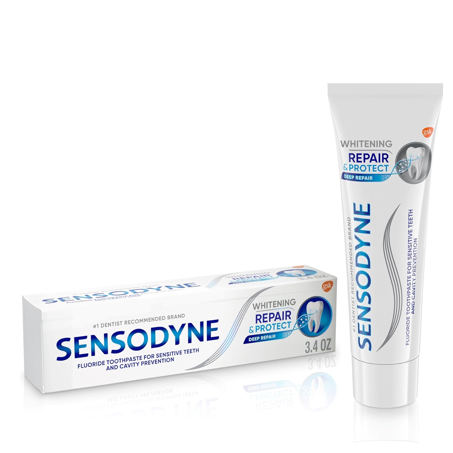 Sensodyne Repair and Protect Whitening Toothpaste, Toothpaste for Sensitive Teeth and Cavity Prevention, 3.4 oz Whitening 3.4 Ounce (Pack of 1) - Image 1 of 10