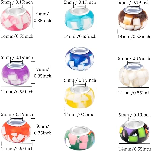 Miniatura 3 de Cuentas de agujero grande para hacer joyas, cuentas europeas de colores mixtos, cuentas de jardín de hadas, cuentas espaciadoras para manualidades,