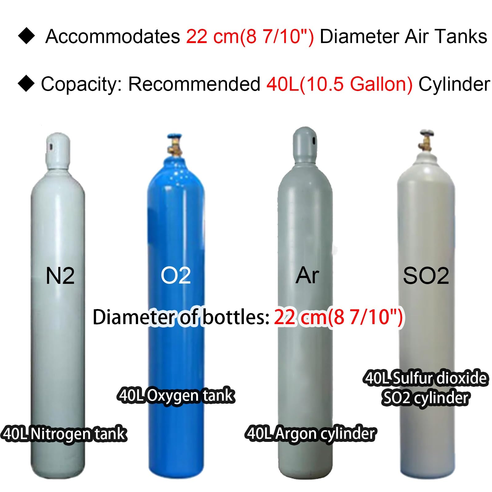 Genérico Juego de 3 Soportes de Pared de Alta Resistencia para bombonas de Gas: almacena de Forma Segura bombonas de propano, oxígeno, nitrógeno y argón. Capacidad para 2 bombonas de hasta 65 cm (25,