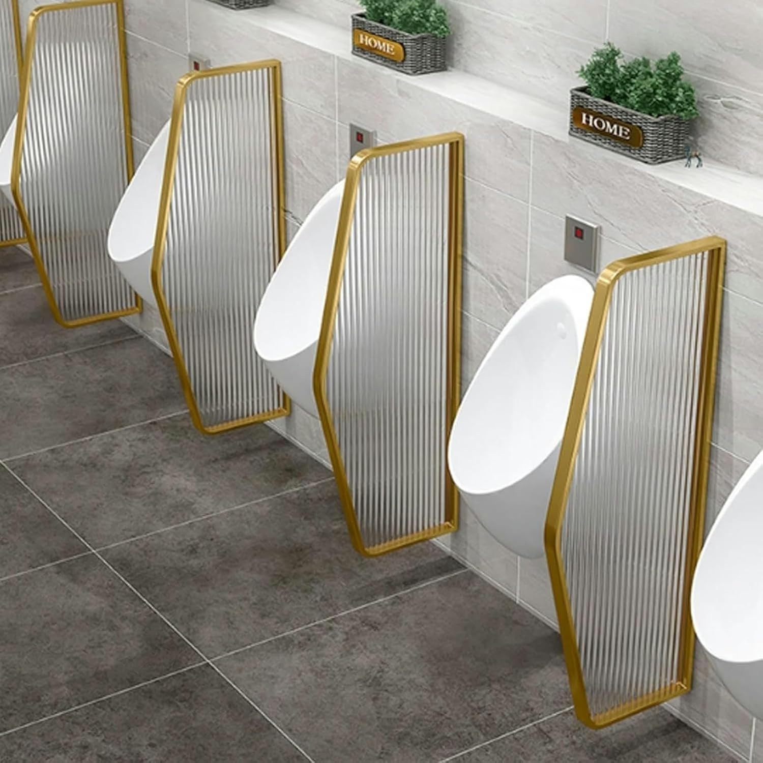 Wall-mounted Stainless steel Mens Urinal Privacy Screen,men restroom urinal privacy screen toilet baffle glass panel,public toilet partition,toilet baffle,Used in restaurants and bars ( Color : Gold