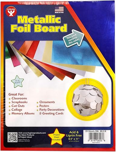 Miniatura 2 de Hygloss - Hojas de papel de aluminio metálico para tarjetas de arte y manualidades, actividades en el aula y fabricación de tarjetas, paquete de 25,