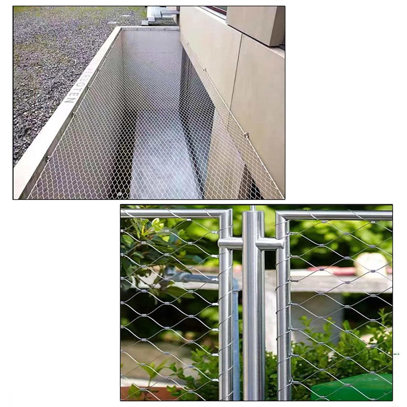 Rete a corda in acciaio inox 304, rete metallica multifunzionale, recinto in rete, recinzione da giardino, rete per pollame orizzontale, facile da trasportare senza corrente (1 x 5 m)
