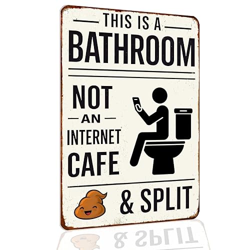 Funny Bathroom Metal Sign, Not An Internet Cafe Farmhouse Housewarming
