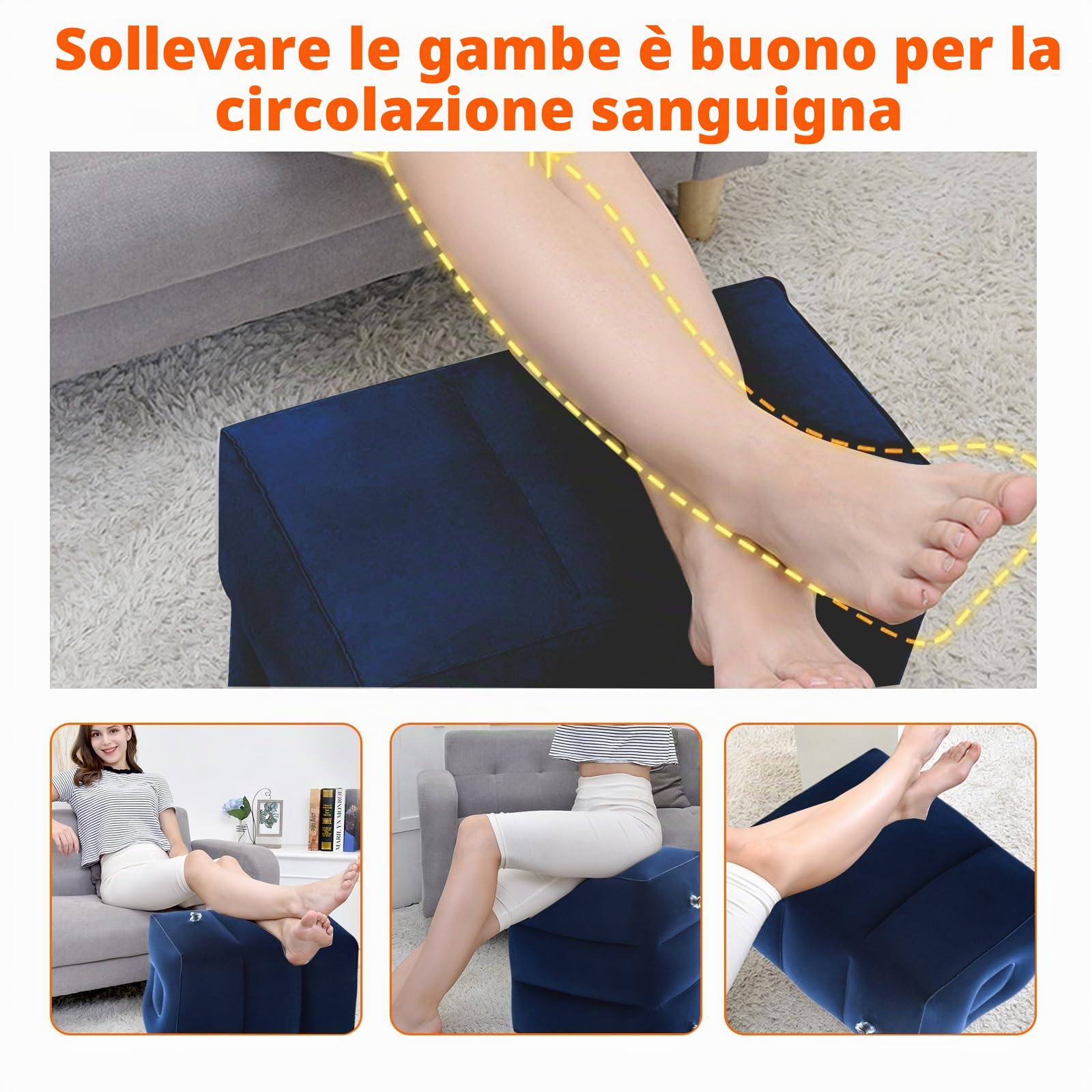 Poggiapiedi Gonfiabile da Viaggio, cuscini regolabili in altezza, Cuscino da Viaggioper Bambini, Cuscino da Viaggio per Dormire in Aereo, per viaggi dormire su auto, volo, treno veloce, blu