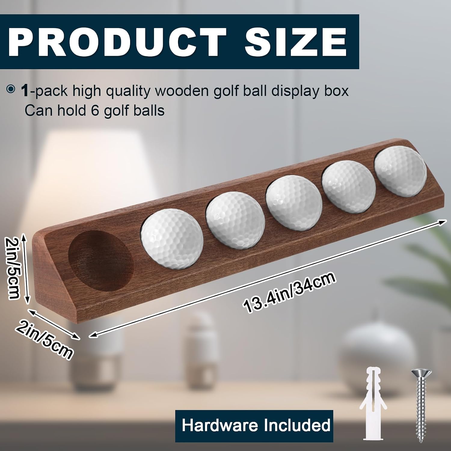 CroBlissful 1 Pack Golf Ball Display Case 1 Tier Wall Mounted Sapele image 2