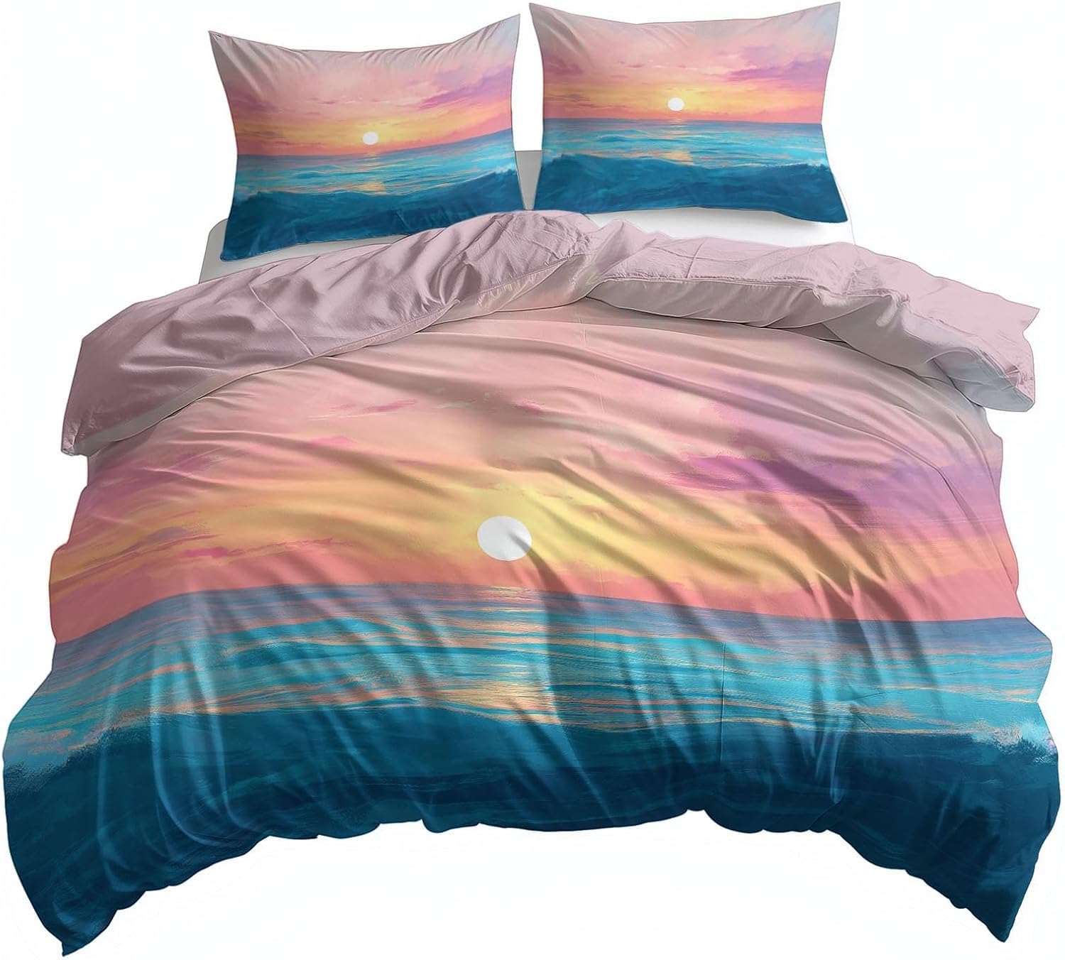 Housse de couette 200x200 ocean aquarelle pour lit 2 personnes
