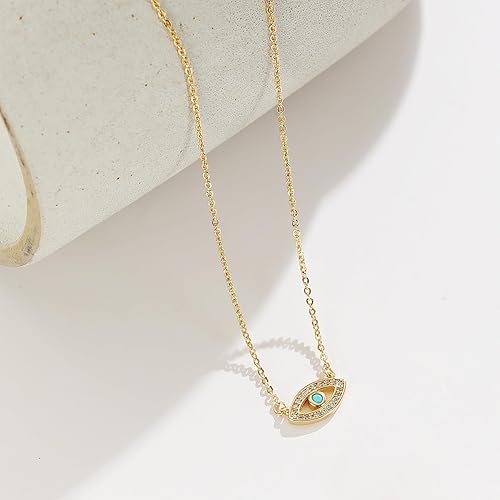 Miniatura 5 de Collner Collar con colgante de corazón de oro de 14 quilates para mujer, delicado collar de estrella, gargantilla de mal de ojo, collar bohemio con