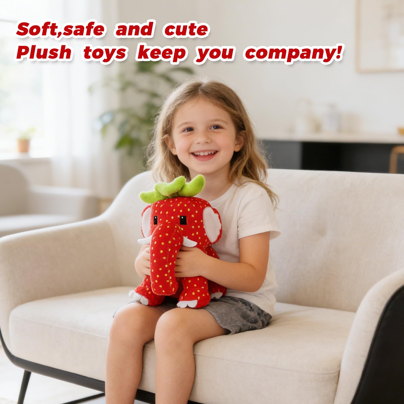 SINJAETRQ Brainrot Plush Strawberry Elephant, 67 ToyStuffed Animal for Kids and Adults Soft Plushie Gift Home Decor - Image 4