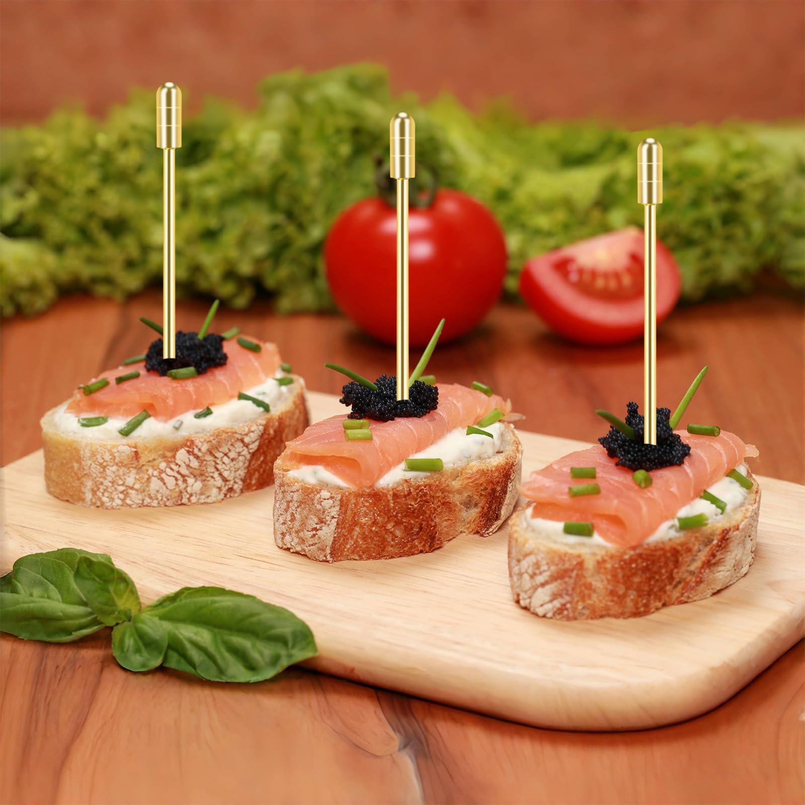 20 Pics à Cocktail En Inox Réutilisables - Or - Pour Fruits, Apéritifs, Fromages