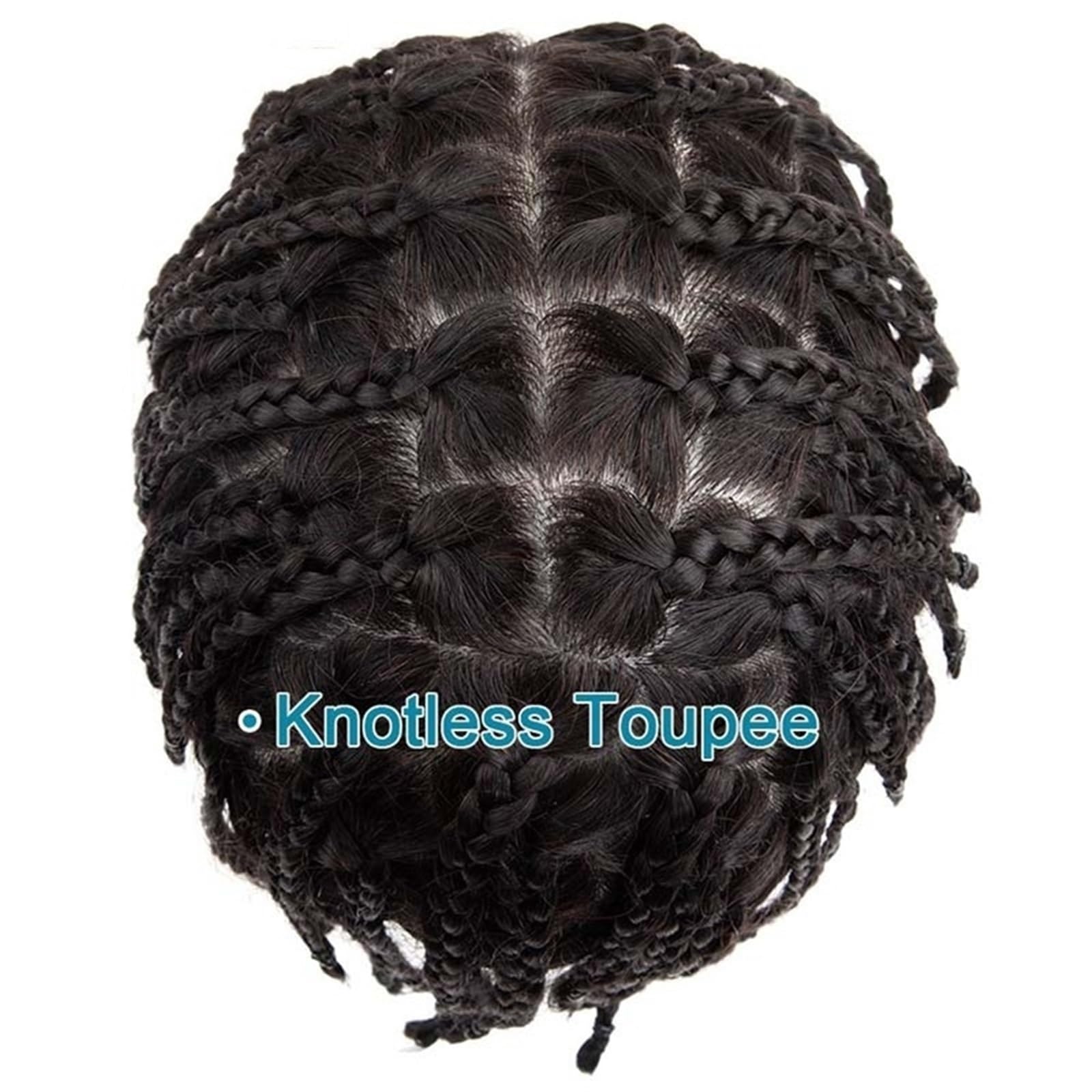 Hombres Sistema de cabello humano trenzado crochet for hombre, postizo, trenzas, tupé for Peinado