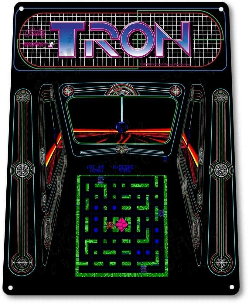 LINQWkk Original Tron Classic Bally Midway Arcade Marquee Game Room Wall Decor - 8"X12" Tin Metal Sign
