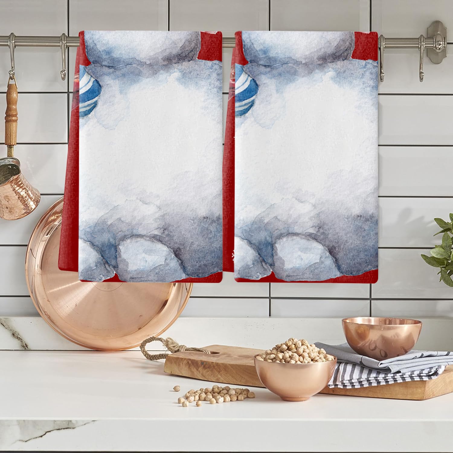 Trapos Cocina Navidad Gris Y Azul Paños de Cocina Microfibra Paños Cocina Suaves Lavable Toallas Reutilizables Absorbentes Baño Pañuelo de Mano Trapos de Cocina 2 Piezas (44x74 cm)
