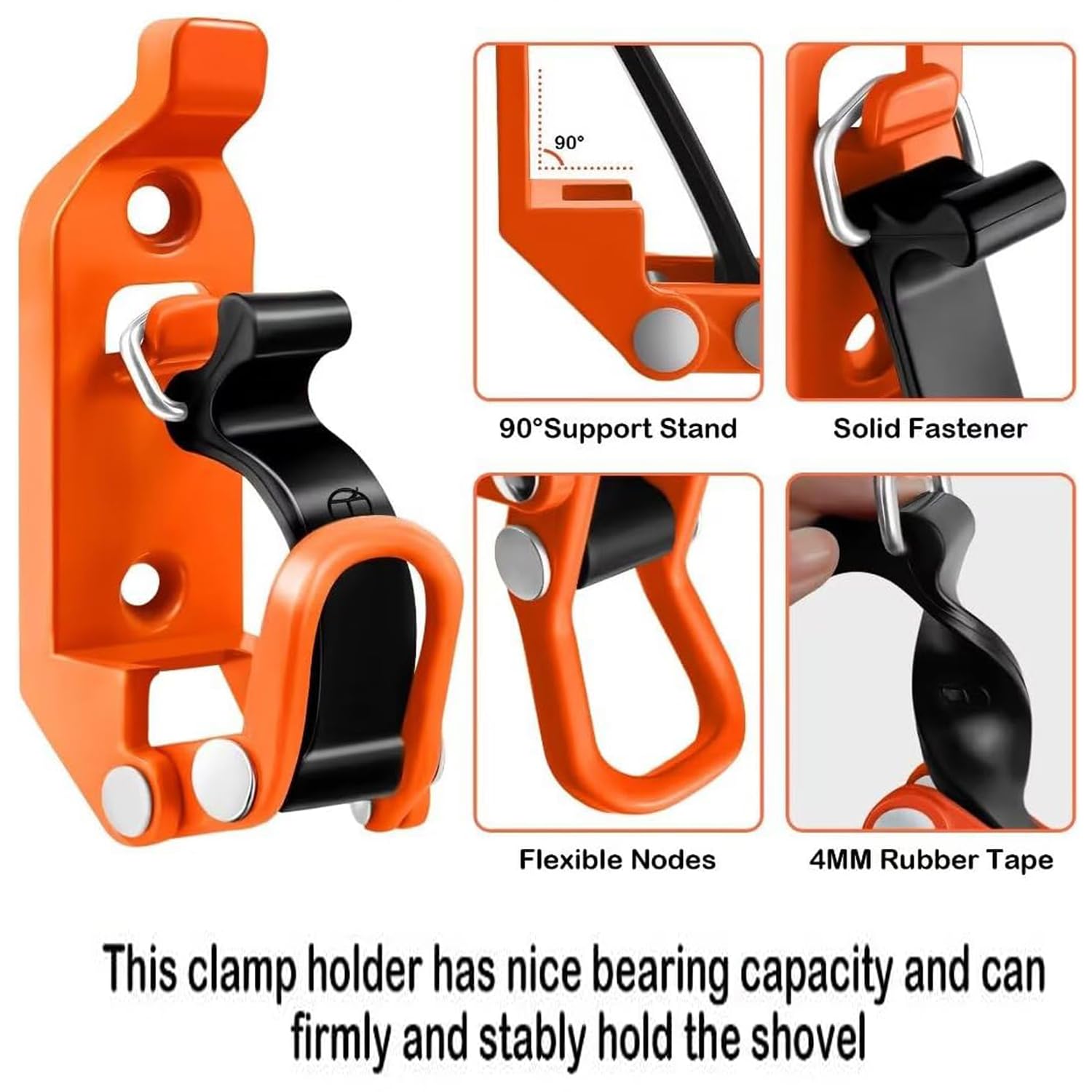 Support De Pelle 2 Pièces - Pince De Fixation Pour Mur Ou Véhicule - Pour Hache, Râteau, Marteau - Orange
