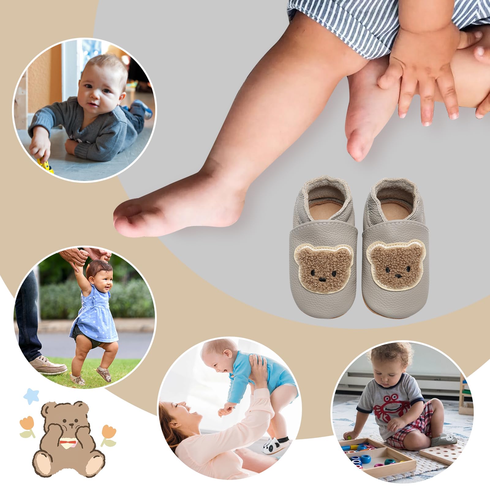 IceUnicorn Krabbelschuhe Baby Lauflernschuhe Jungen Weiche Leder Babyschuhe Kleinkind Lederschuhe mädchen Babyhausschuhe - 3