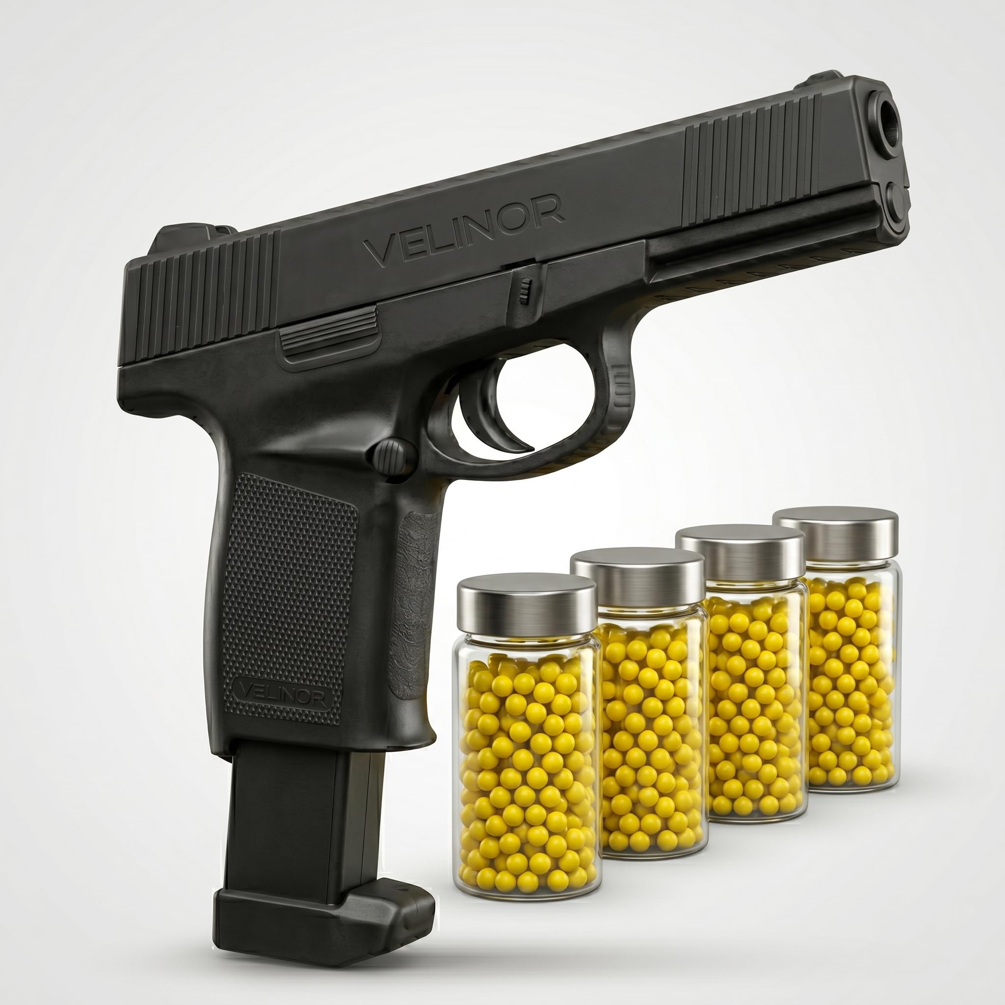 Velinor Big Size Air Soft Gun Toy for Kids with 200 BB Bullets, Mouser Style Blaster Pistol, Pull Back Shooting Game, Police Role Play Gift for Boys-image-4