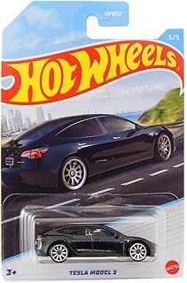 Hot Wheels Tesla Model 3 Black Luxury Sedans Series 2022 3/5 HFW37 + Blister & Card Protector Pack Friki Monkey