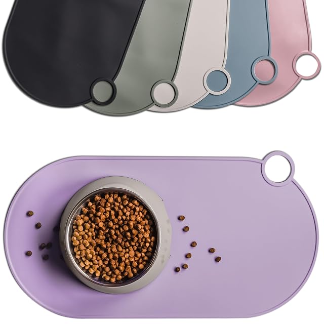 ne&no Alfombrilla de silicona para comedero para gatos y perros pequeños, base impermeable para alimentos