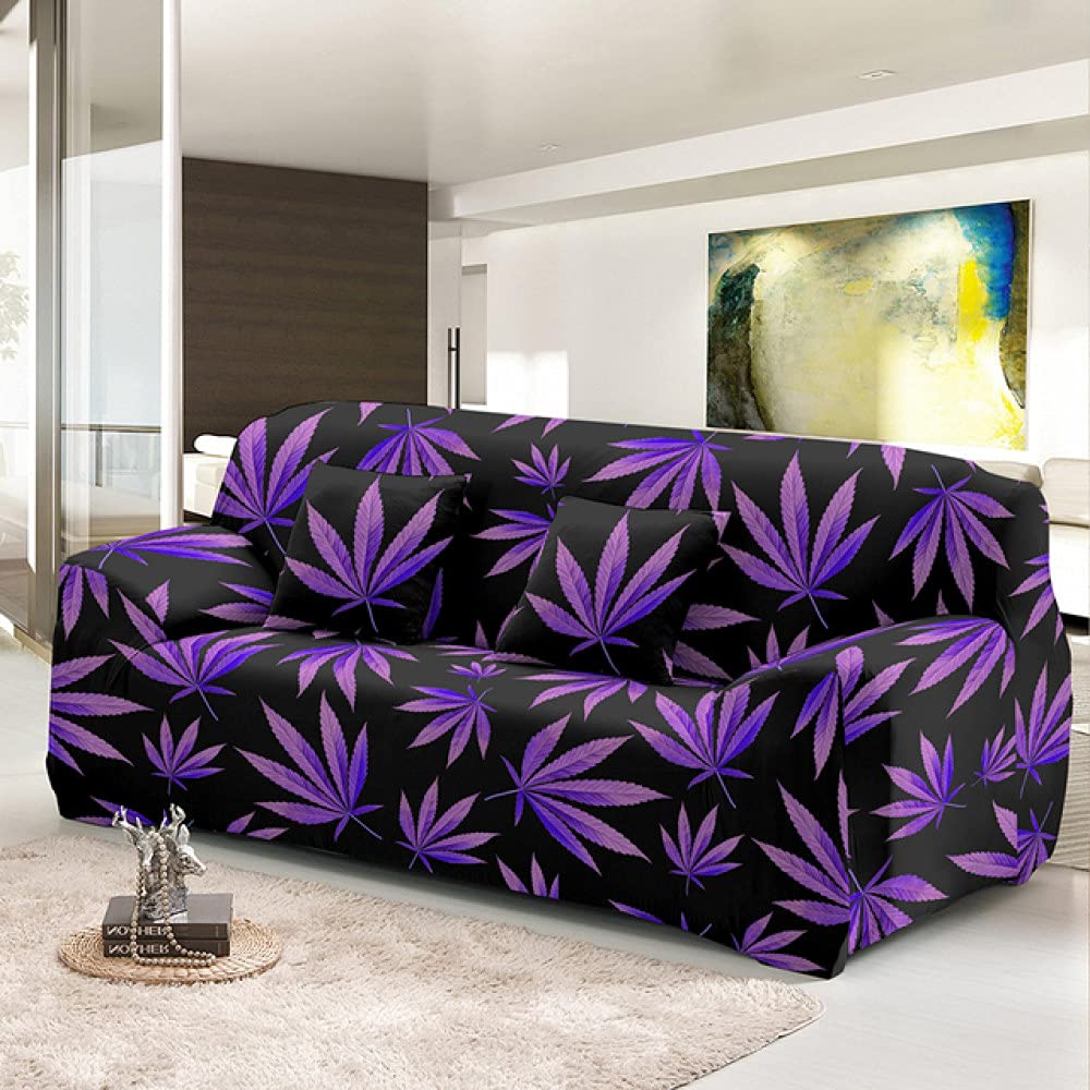 Housse de canapé extensible motif mauvaises herbes pour grand sofa 4 places