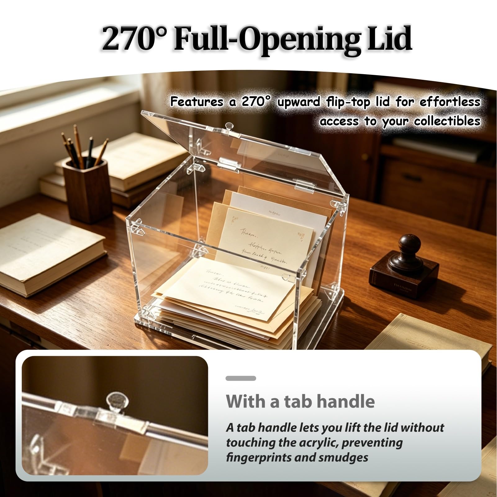 UrbanUp Urna Metacrilato Organizador de Libros Resistente con Tapas, Caja de Acrílico Transparente para Protección contra Polvo y Sol, Soporte de Exhibición Personalizable(20x20xH20cm/8x8x8)