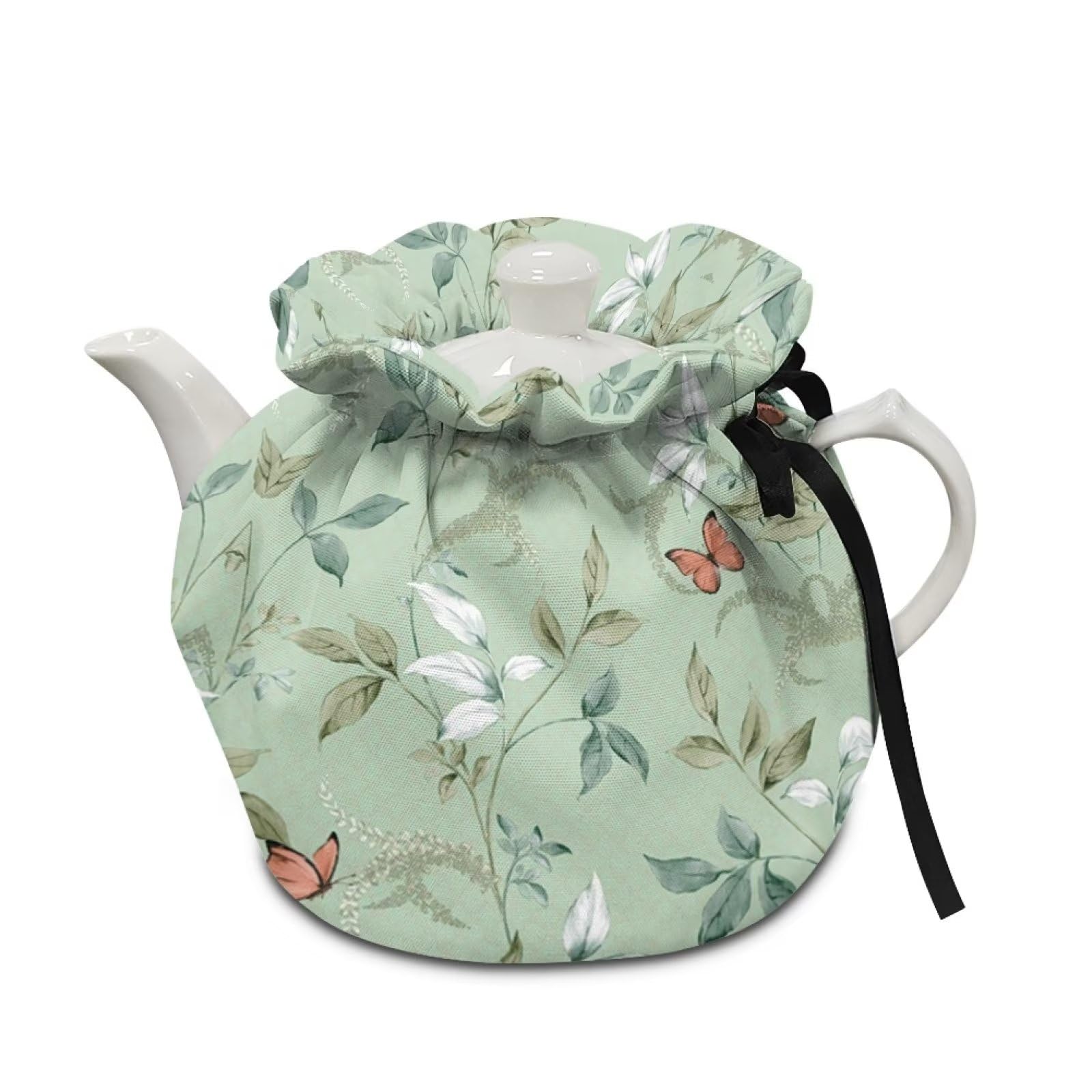 NETILGEN Tea Cozy Tea Pot Cosy Insulated Thermal Kettle Cover Breakfast Warmer Machine Washable for Teapot for Home Kitchen Decorative, Butterfly Leaf Green