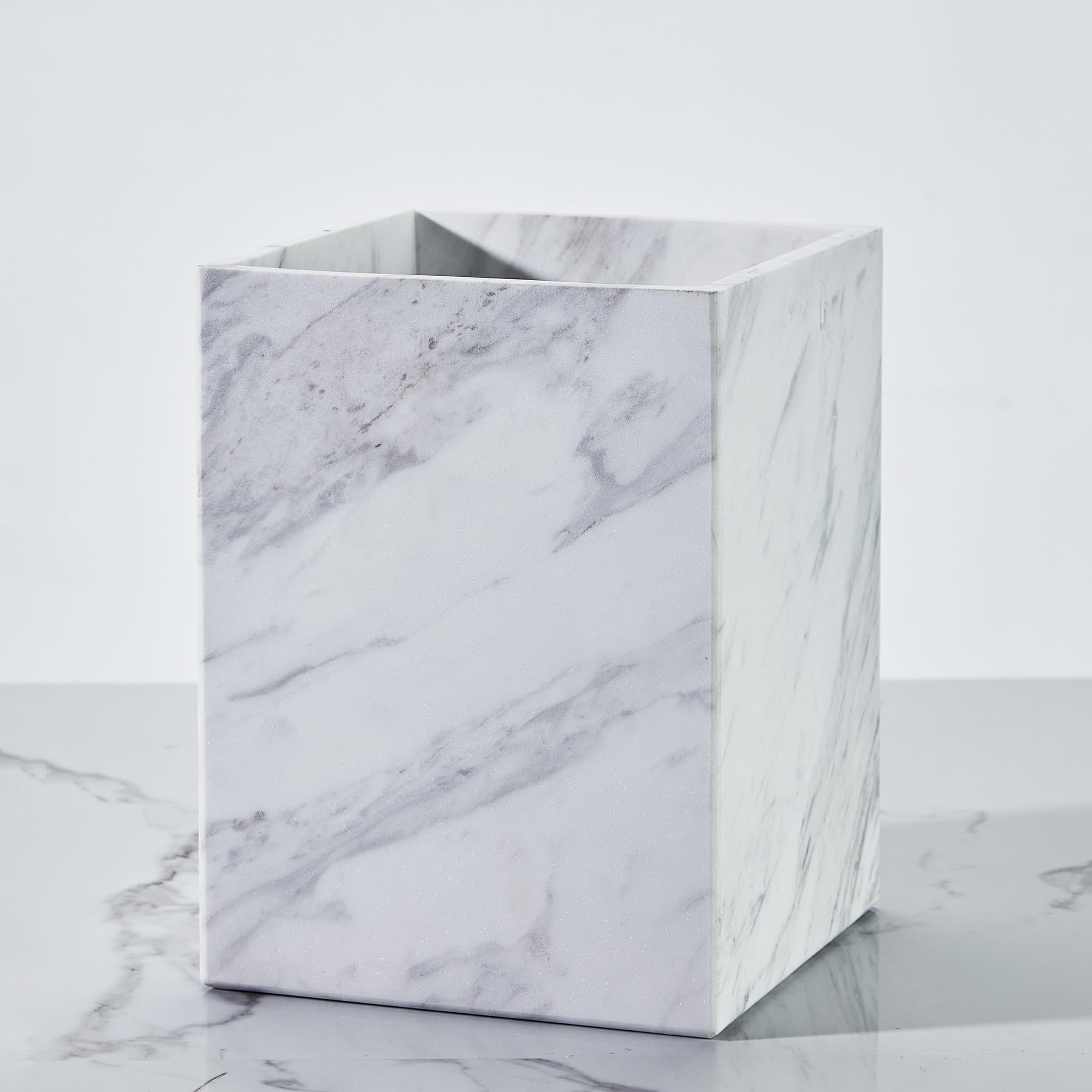 Interest White Marble Bath Accessories (Wastebasket)