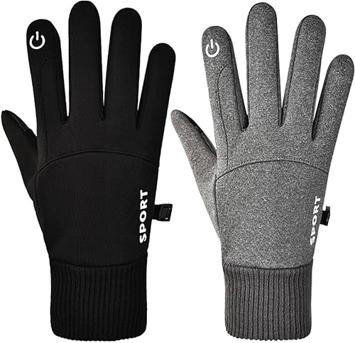 Miniatura 4 de AWSTRO Guantes de ciclismo para hombre pantalla táctil forro polar impermeables antideslizantes otoño montañismo motocicleta guantes cálidos