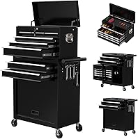 Vista 1 de 8-Drawer Rolling Tool Chest, High Capacity Removable Tool Storage Cabinet, Detachable Toolbox with Lock for Garage Warehouse and Tool Room (Black)