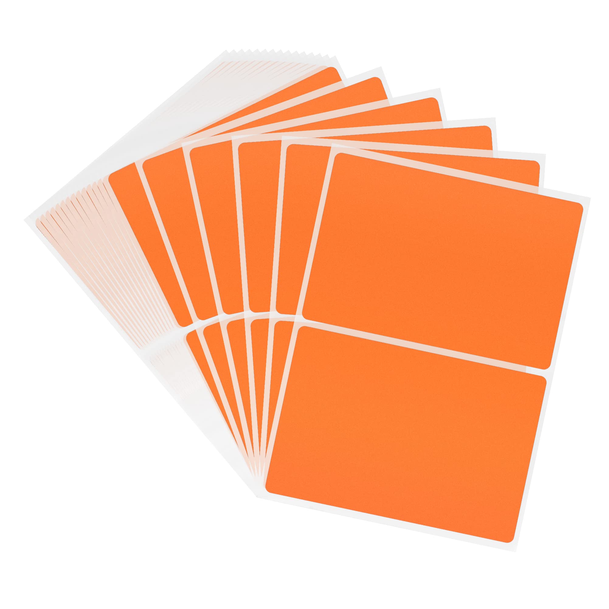 Hycodest 3x5 inch Fluorescent Colour-Code Labels Blank Sticker Sheets, Pack of 40 Labels (Orange)