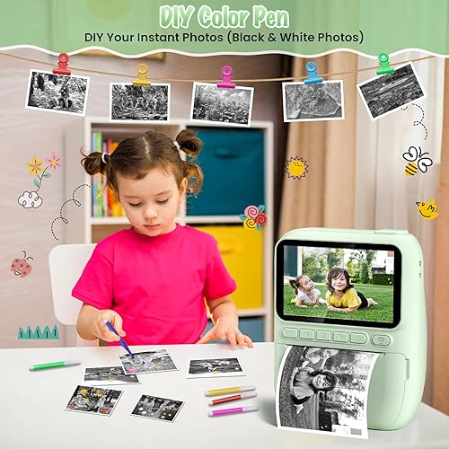 Miniatura 6 de Cámara para niños, impresión instantánea, 3.0 pulgadas, HD, 32 MP, 1080P, cámara digital para niños con 3 rollos de papel de impresora, regalo de