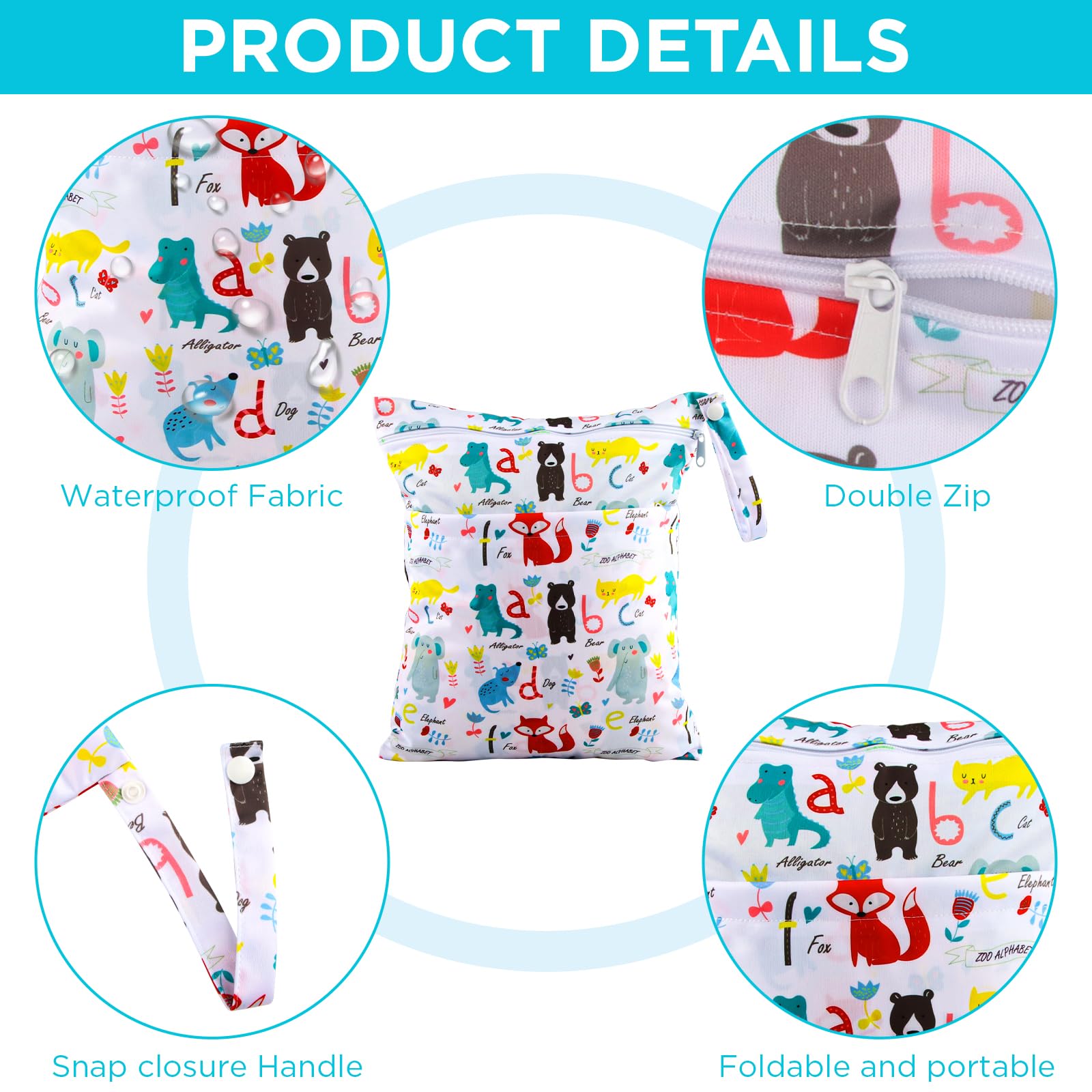 Sac à Couche Imperméable 2 Pièces Pochette Lavable Réutilisable Wet Dry Bag pour Bébé Piscine