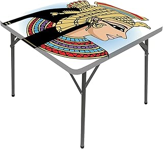 Egyptian Square Tablecloth, Profile Portrait of Queen Cleopatra Ancient Cultures Square Dining Table Cover, Fits 28x28 inch Table, for Outdoor Indoor Holiday Picnic Party Cloth, Multicolor