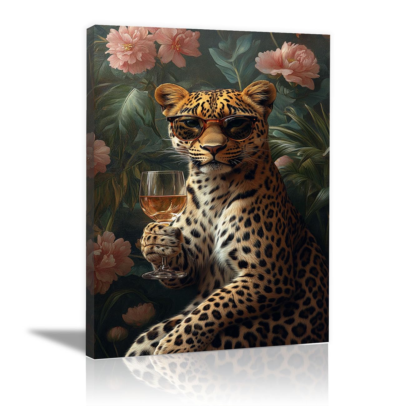 WIKEO Zwierzęta Plakat Dziecięcy Dekoracja Moda Casual Leopard Sypialnia Obraz Plakaty Dekoracje - Salon Ścienny Druk Na Płótnie(Brązowy-50x70cm Oprawione