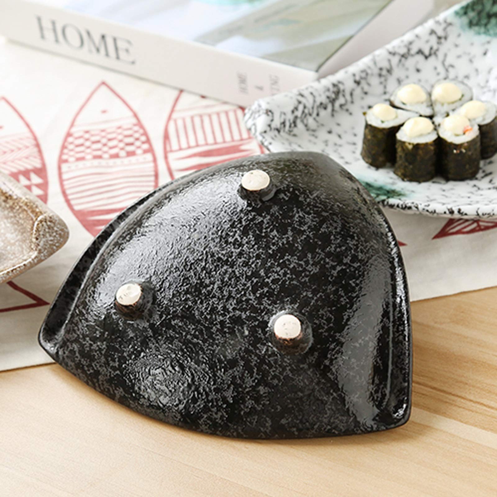 Dipschalen Keramisches Dreieck-Sauce-Teller Japanischer Stil-Sauce-Teller - Dip-Schalen-Set von 3 Gut for Ketchup, Sojasauce, Sushi und andere Party-Abendessen Snackschalen (Color : Schwarz)