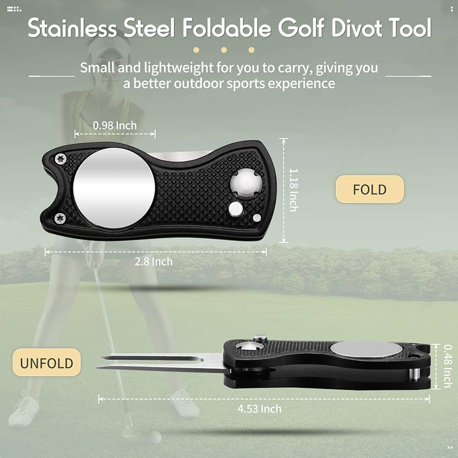 Skylety 4 Pcs Golf Divot Repair Tool Metal Foldable Golf Divot