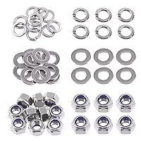 Vista 12 de Swpeet 45 piezas de tuercas de bloqueo hexagonales de acero inoxidable SAE 304 de 1/2"-13, arandelas planas de 1/2", kit surtido de arandelas