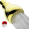 High Pressure Shower Head 3 Inch| Showerhead Is Perfect For Homes With Low Water Pressure | Leakproof Fixed Shower Heads With Angle-Adjustable Swivel Ball [GOLD]