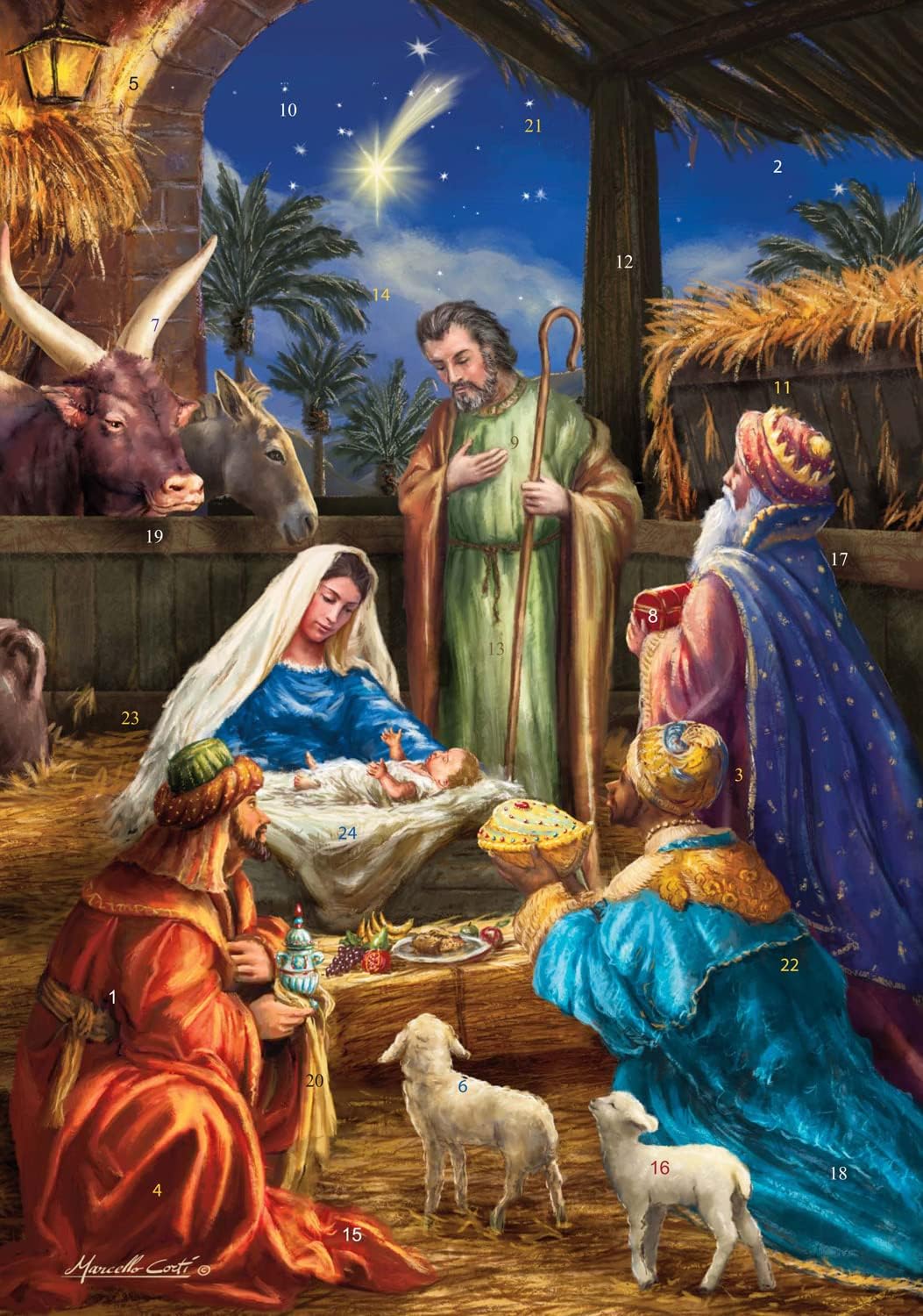 Presenting the Gifts Advent Calendar (Countdown to Christmas) with Bible Text Nativity Story by Vermont Christmas Company