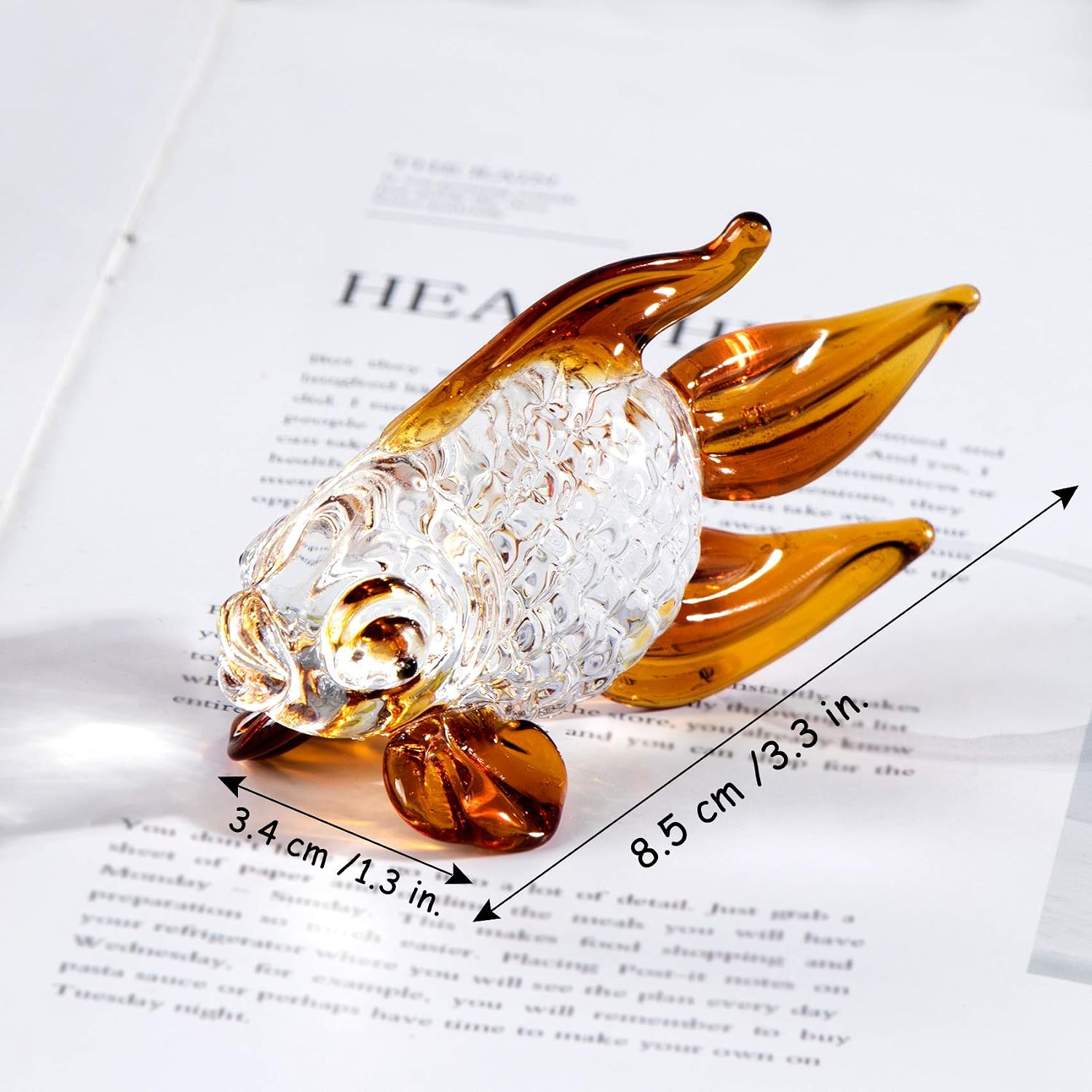 Arikyrist Hand Blown Brown Glass Fish Crystal Animal Ornaments for Table image 3