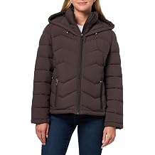 Calvin Klein Hoodie Stretch Fabric Puffer Jacket With Hood - Warm Quilted Zip Front Coat for Women
