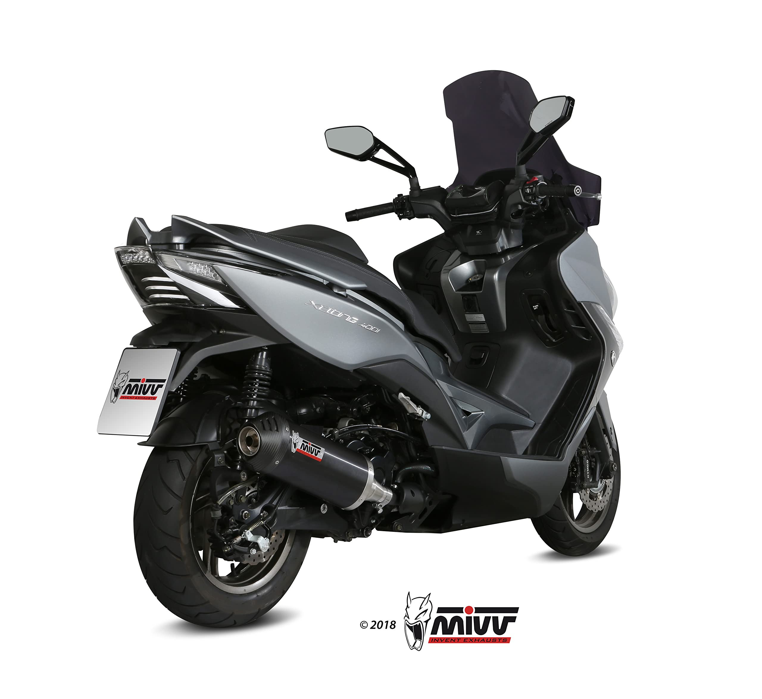 Auspuff Mivv SLIP-ON OVAL BLACK STANDARD Kompatibel mit KYMCO XCITING 400i 2013 > 2018 Euro3 > Euro4