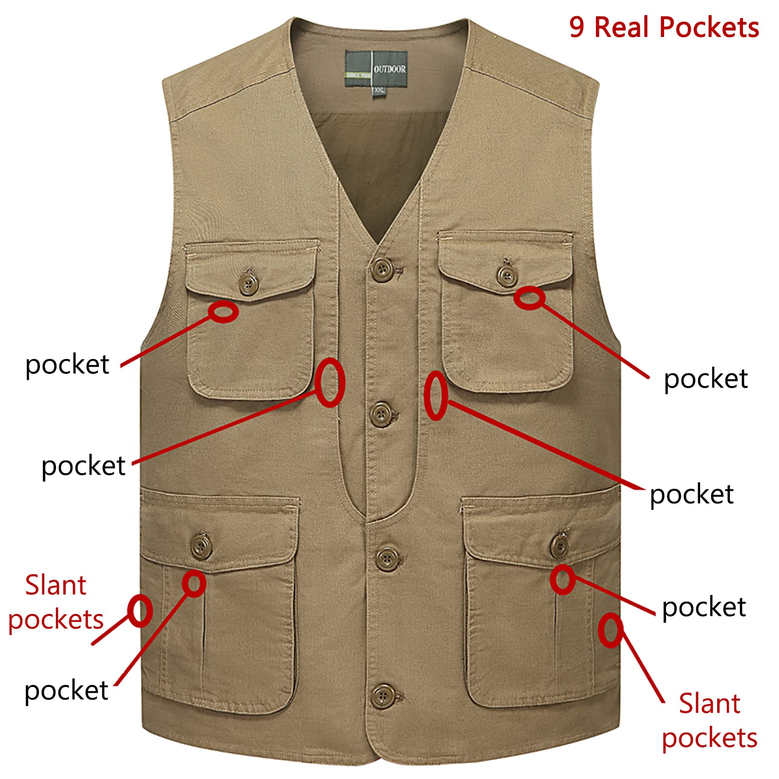 Hombres Chaleco de Pesca con Multibolsillos Respirable para Cámping Fotografía Caza Senderismo Viajes(Size:3XL,Color:Verde)
