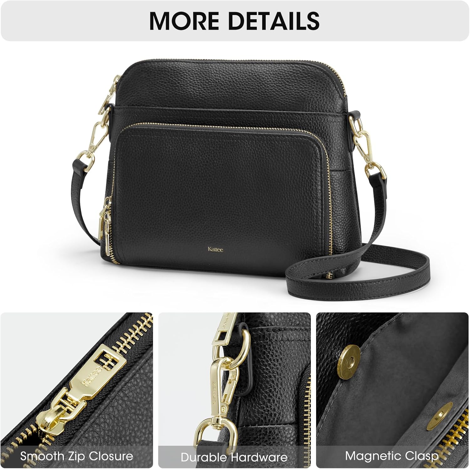 Kattee Small Crossbody Shoulder Bag for Women, Women's Genuine Leather Crossbody Purse with RFID Wallet