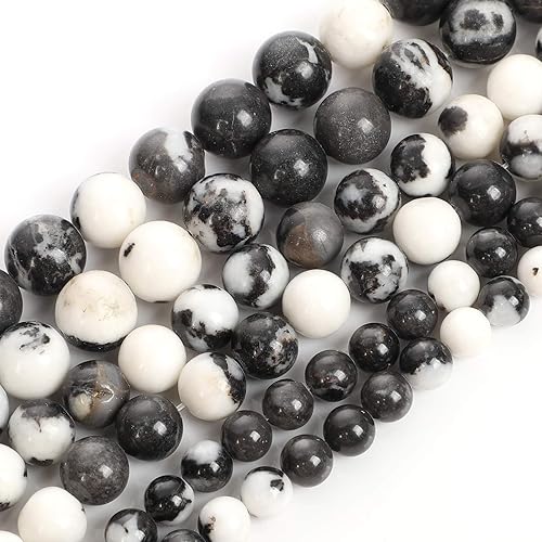 Miniatura 4 de 60 cuentas de piedra natural de cebra negra de 0.236in para hacer joyas, piedra energética curativa, disfruta de hacer bricolaje