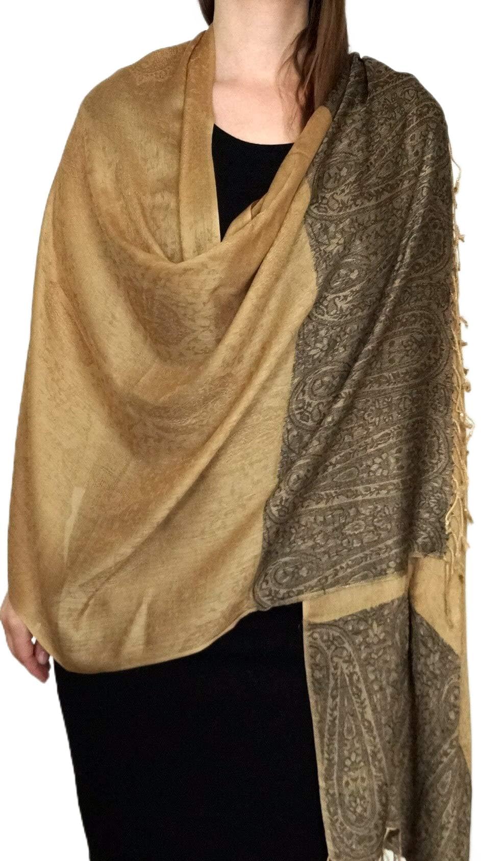 Handgewebter Kaschmir Schal in Hellbraun Farbe für Klassische Damen mit klassischen Outfits und geschmack - 75cm x 200cm