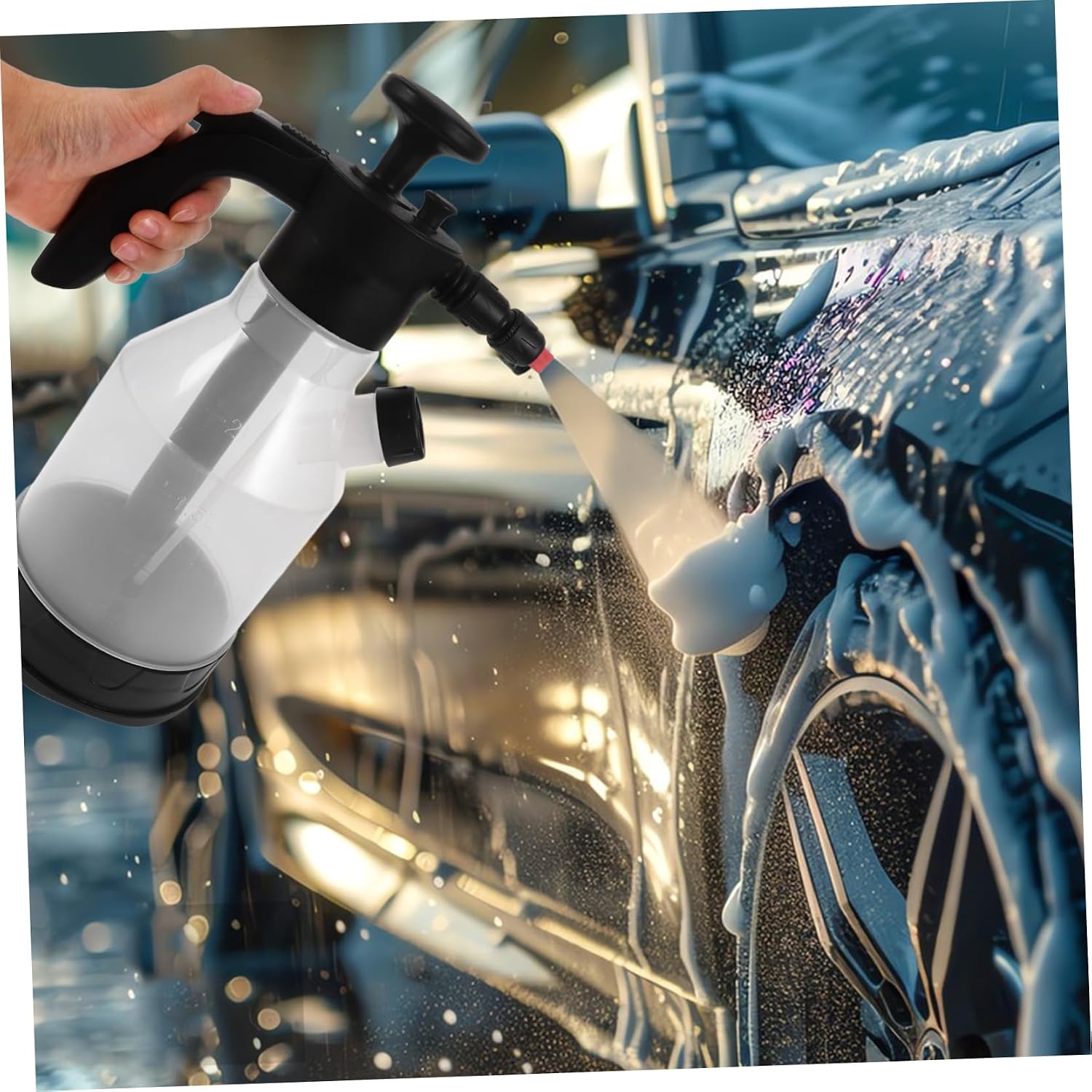 GLEAVI Handheld Foam Sprayer Adjustable Connector for Car Washing and Home Cleaning Multi-Functional High Pressure Pump for Efficient Foam Application and Versatile Use