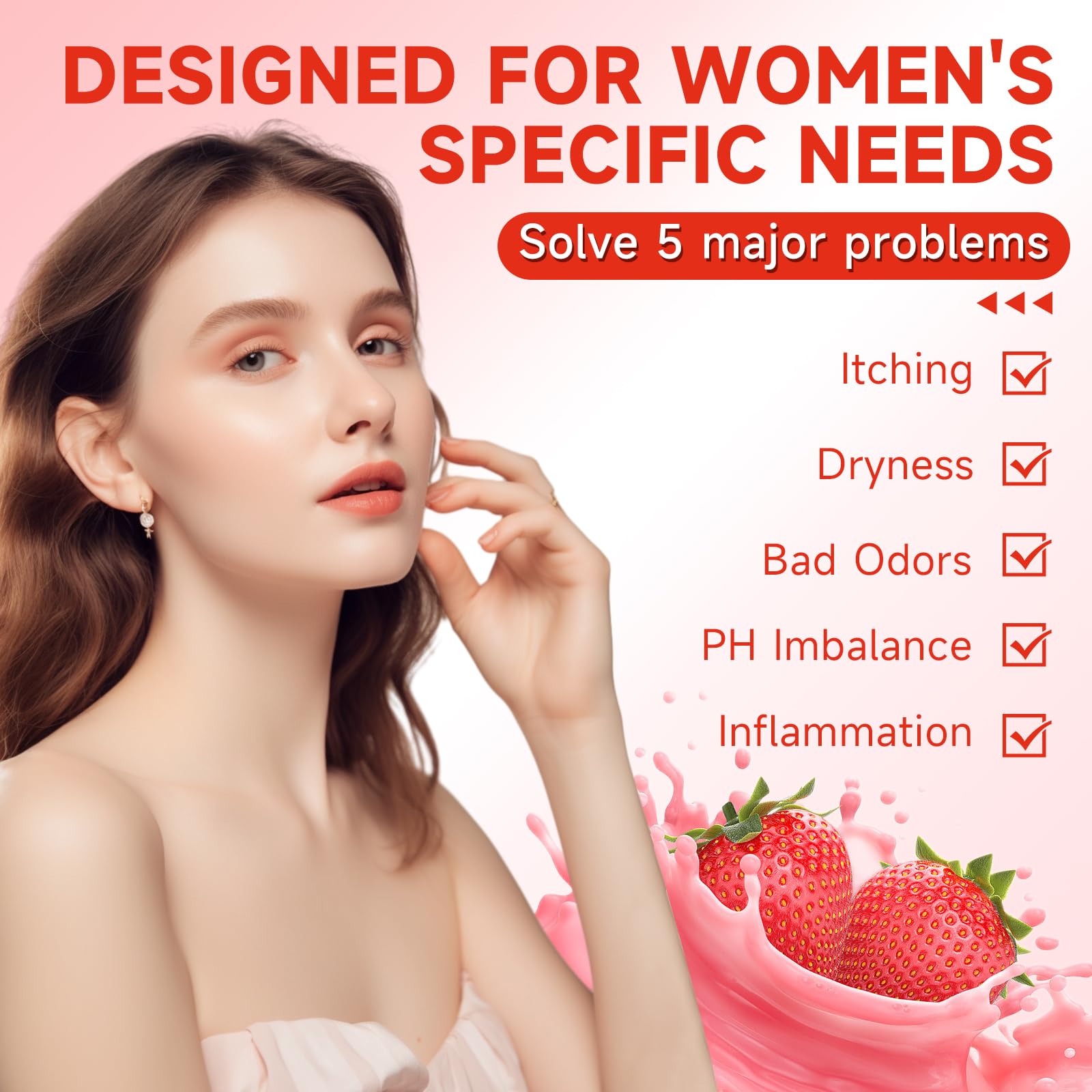 3 PCS Yoni Soap Bar, Organic Yoni Bar Soap Yoni Wash Feminine Wash for Women Ph Balance, Natural Deodorant Vaginal Body Bath Soap Body Wash Strawberry Handmade feminine soap