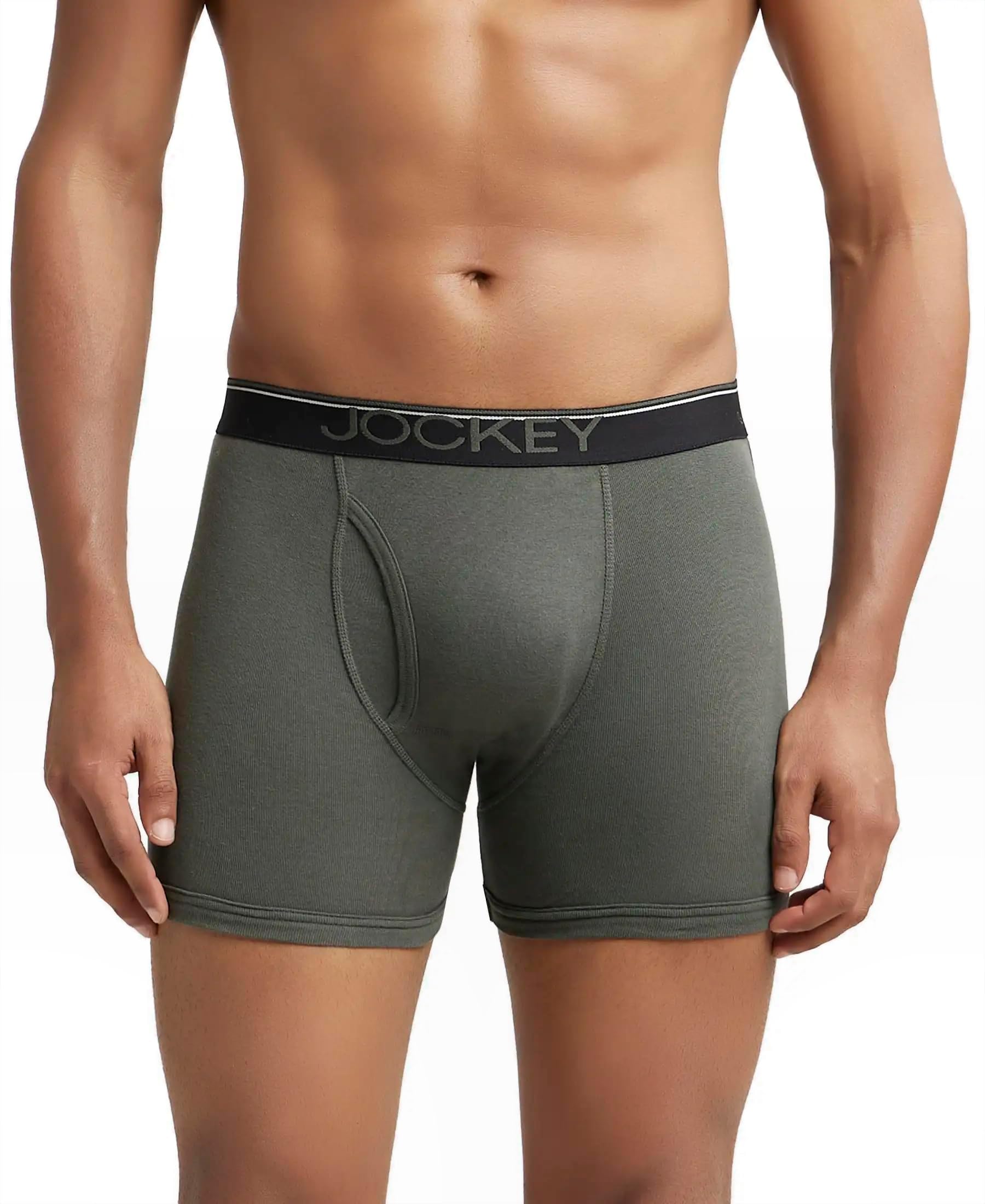 Jockey 8009 Men's Super Combed Cotton Rib Solid Boxer Brief with Ultrasoft Waistband